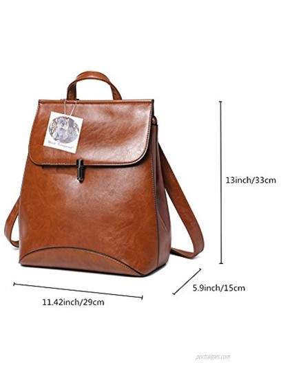 WINK KANGAROO Fashion Shoulder Bag Rucksack PU Leather Women Girls Ladies Backpack Travel bag brown