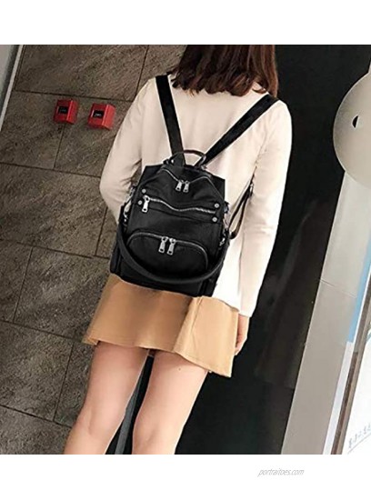 Women Backpack Purse Convertible PU Leather Ladies Rivet Studded Rucksack School Shoulder Bag UTO