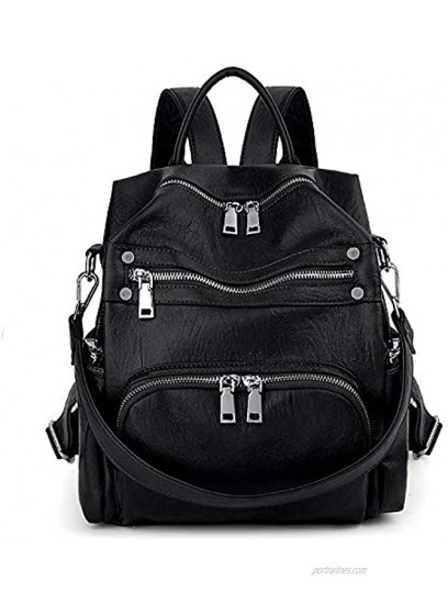 Women Backpack Purse Convertible PU Leather Ladies Rivet Studded Rucksack School Shoulder Bag UTO