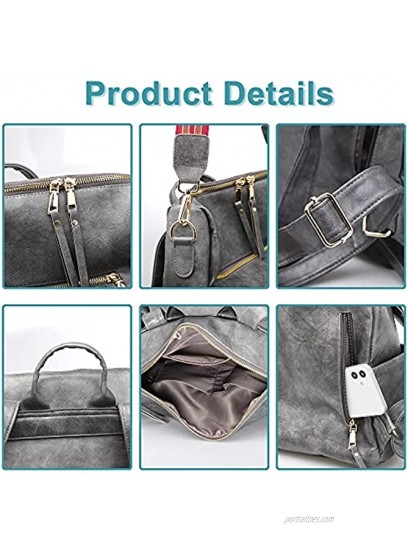 Women Fashion Backpack Purse,Convertible backpack purse for women,Multi-Pocket Fashion Backpack with Adjustable Shoulder Strap,Leather Design Multipurpose Travel Bag with Large Capacity