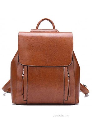 Women's Fashion Purse Backpack Multipurpose Design Shoulder Bag and Zipper Purse Genuine Leather Anti-theft Travel bag Brown