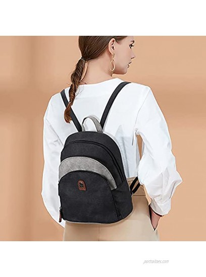 ZOCAI Backpack Purse for Women Multipurpose Small Backpacks Anti-theft School Daypack Travel Backbag Designer Ladies Rucksack Black with Light Grey
