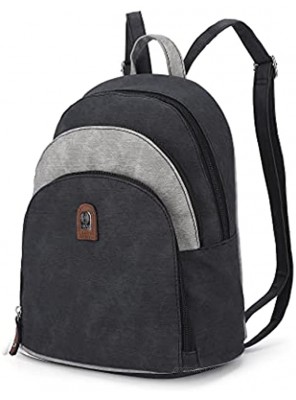 ZOCAI Backpack Purse for Women Multipurpose Small Backpacks Anti-theft School Daypack Travel Backbag Designer Ladies Rucksack Black with Light Grey