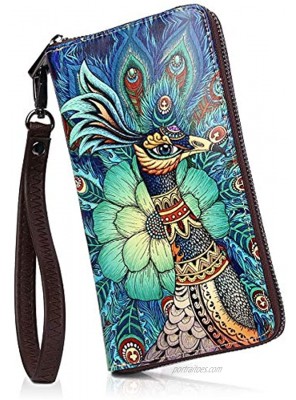 APHISON Wallets for Women RFID Blocking Zipper Card Holder Wallet Phone Purse Clutch Cartoon Style Wallet With Wristlet for Ladies Girls Gift Box 684