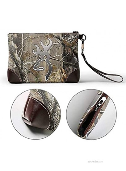 Camouflage Realtree Leather Wristlet Clutch Bag Zipper Handbags Purses For Women Phone Wallets With Strap Card Slots