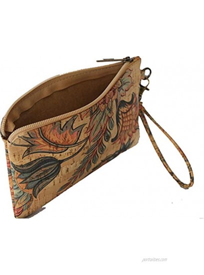 Cork Leather Wristlet Clutch with strap Cruelty Free Vegan Purse by Lindo Cork