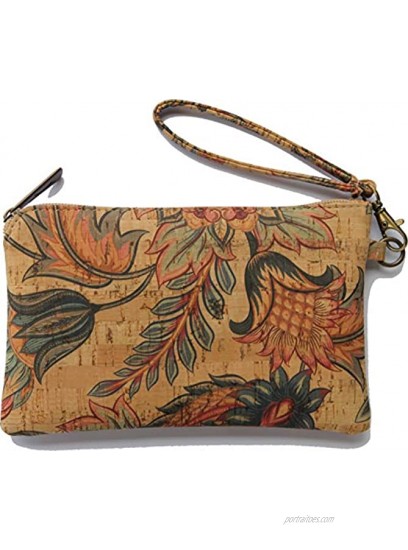 Cork Leather Wristlet Clutch with strap Cruelty Free Vegan Purse by Lindo Cork