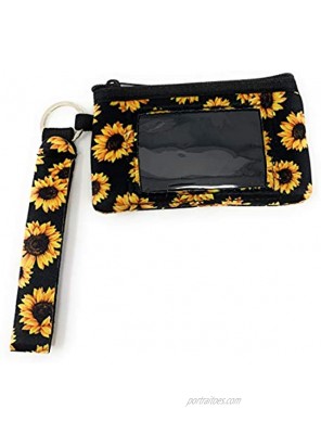 Daisy Lane Sunflower Credit Card Holder for Women Zipper Wristlet Pouch Neoprene