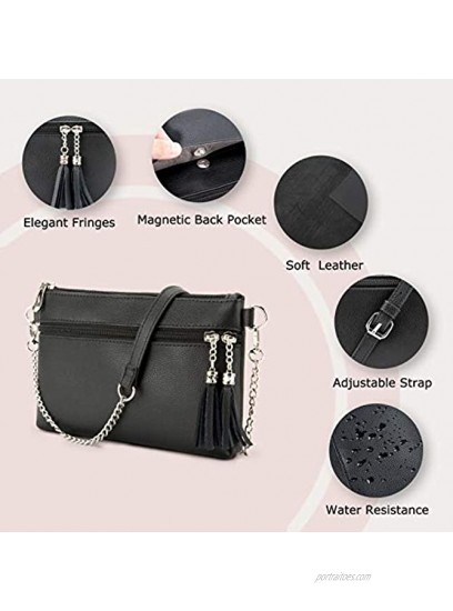 ECOSUSI Women Wristlet Clutch Crossbody Bag with Tassel Leather Wallet Purses RIFD Lightweight Shoulder Bag