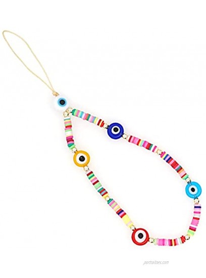 Evil Eye Lucky Y2K Chain For Mobile Phone Wrist Strap Polymer Clay Wristlet String Boho Cell Phone Chains
