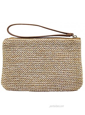 Hycurey Straw Zipper Clutch Bag Bohemian Wristlet Womens Summer Beach Sea Purse and Handbag