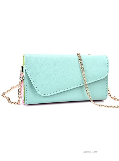 Kroo Clutch Wallet with Wristlet and Crossbody Strap for Smartphones or Phablets up to 5.7 Inch Carrying Case Frustration-Free Packaging Teal and Pink