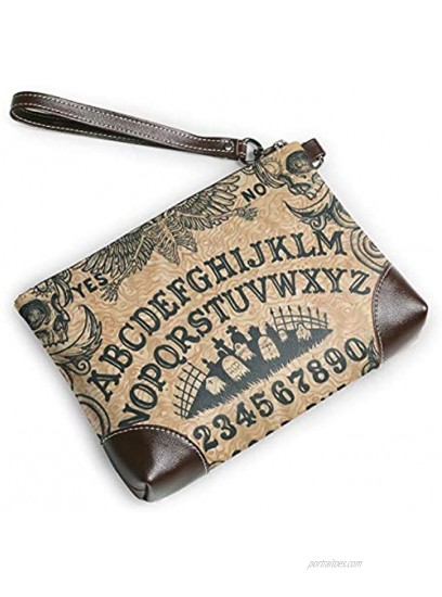 Ouija Board Art Leather Wristlet Clutch Bag Zipper Handbags Purses For Women Phone Wallets With Strap Card Slots