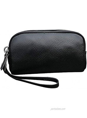 Women's Genuine Leather Wristlet Multi Zipper Pockets Wallet Organizer Bag