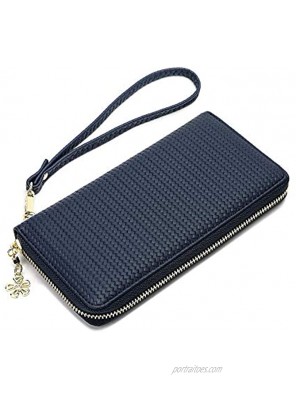 Womens Wallet RFID Blocking Phone Wristlet Clutch With Strap Vegan Leather