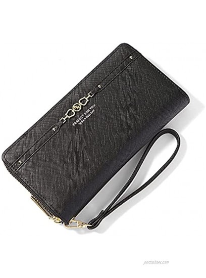 Wristlet Wallets for Women RFID Blocking PU Leather Zip Around Womens Clutch Wallet