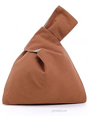 Yingkor Cotton Canvas Plain Color Canvas Wrist Wristlet Handbag Sleeve Knot Pouch Portable Purse Tote Gift Bag