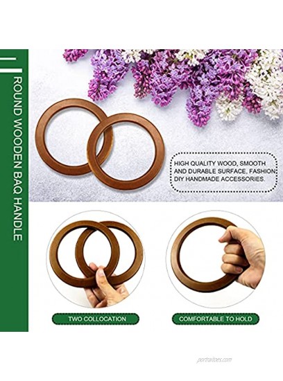 4PCS Wooden Round and D Shape Handbag Handle for DIY Handmade Handbags Replacement Tool for Crocheted Knitted Bag Handles Brown