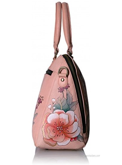 Anna by Anuschka Women's Genuine Leather Large Wide Zip Handbag | Hand Painted Original Artwork