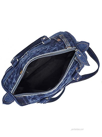 BDJ Classic Blue Denim Jean Doctor Style Women Handbag Purse LL-04 Dark Shade