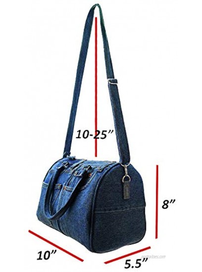 BDJ Classic Blue Denim Jean Doctor Style Women Handbag Purse LL-04 Dark Shade