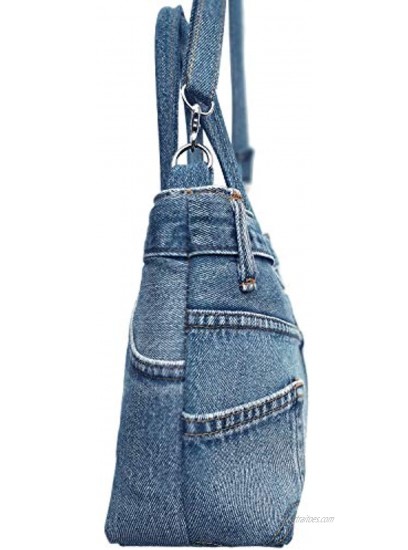 BDJ Classic Blue Denim Jean Pants Women Top Handle Shoulder Handbag Purse 3CH-012