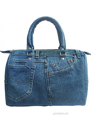 Bijoux De Ja Women Doctor Style Blue Denim Purse Handbag BNL100 Dark Shade