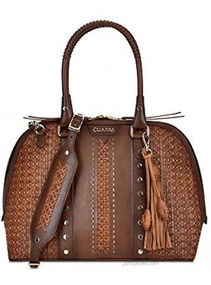 Cuadra Women's Handwoven Handbag in Genuine Leather Brown