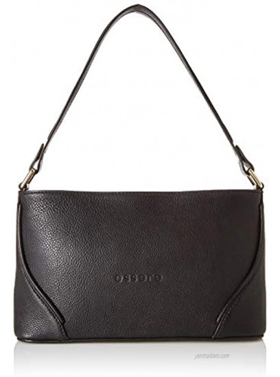 Essere Women's Genuine Leather Handbag with a compact size and stylsih shape Black