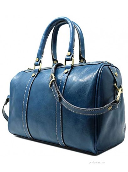 Floto Boston Bag in Blue Calfskin Leather