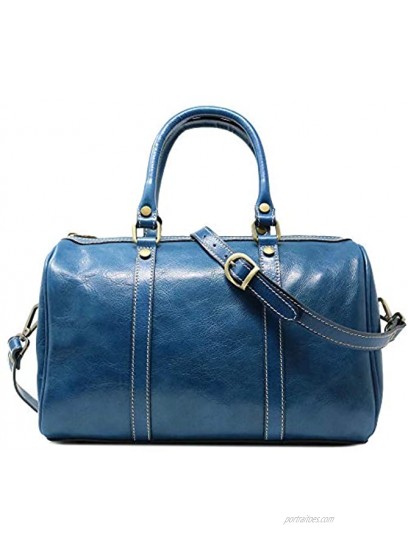 Floto Boston Bag in Blue Calfskin Leather