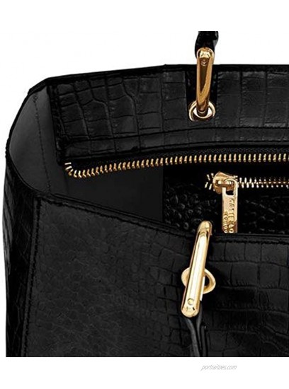 Katie Loxton Faux Crocodile Womens Vegan Leather Top Handle Doctor's Handbag Black