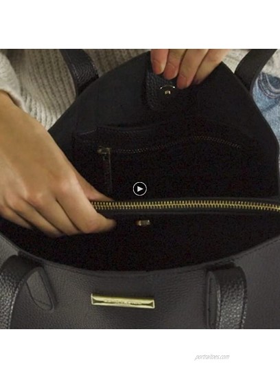 Katie Loxton Riley Womens Vegan Leather Three Compartment Shoulder Handbag Purse Black