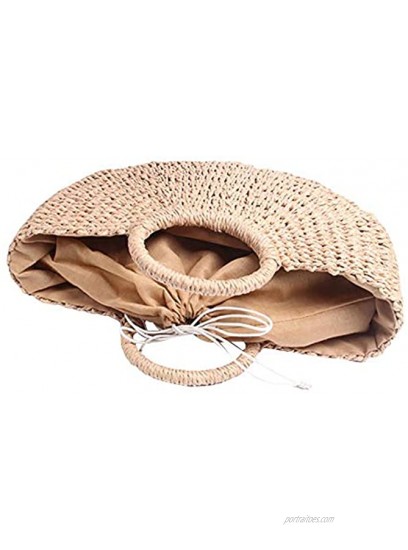 Natural Chic Straw Bag Handwoven Round Handle Handbags Retro Casual Summer Beach Handbags