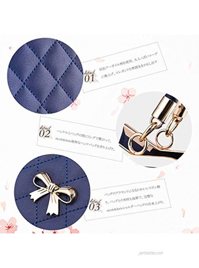 NICOLE & DORIS Fashion Women Handbag Elegant Crossbody Bag Soft Leather Shoulder Bag Diamond Lattice Handbag Ladies Shopper Top Handle Bag Azure