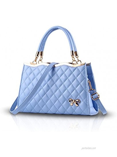 NICOLE & DORIS Fashion Women Handbag Elegant Crossbody Bag Soft Leather Shoulder Bag Diamond Lattice Handbag Ladies Shopper Top Handle Bag Azure
