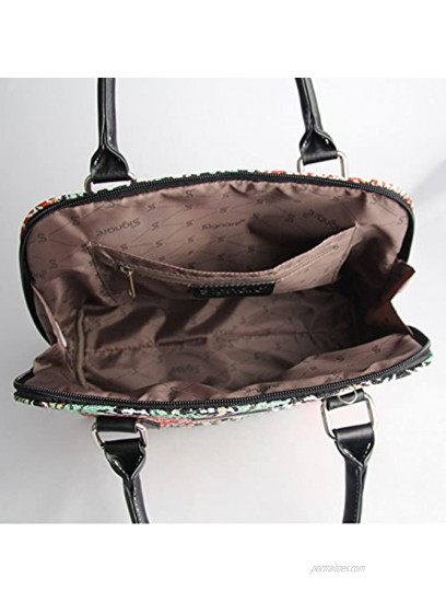 Signare Tapestry Handbag Satchel Bag Shoulder bag and Crossbody Bag and Purse for women with Cray design CONV-CRAY