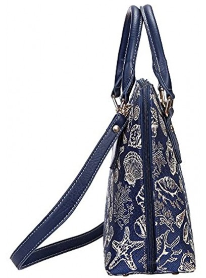 Signare Tapestry Handbag Satchel Bag Shoulder bag and Crossbody Bag and Purse for women with Sea Shell CONV-SHELL