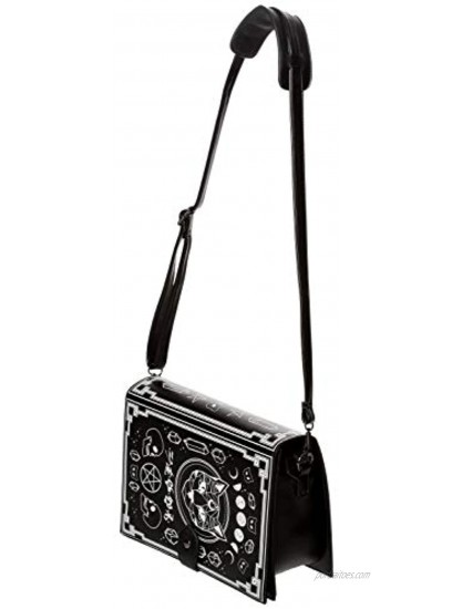 Spellbinder Bag with Cat Pentagram and Occult Symbols Handbag Black or Off-White One Size Black