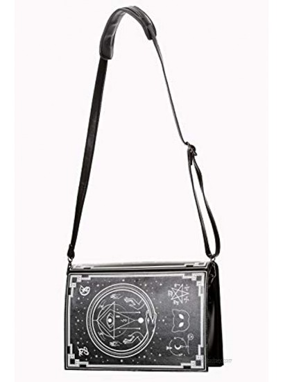 Spellbinder Bag with Cat Pentagram and Occult Symbols Handbag Black or Off-White One Size Black