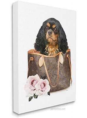 Stupell Industries Spaniel Puppy Dog in Brown Glam Fashion Purse Designed by Amanda Greenwood Canvas Wall Art 16 x 20