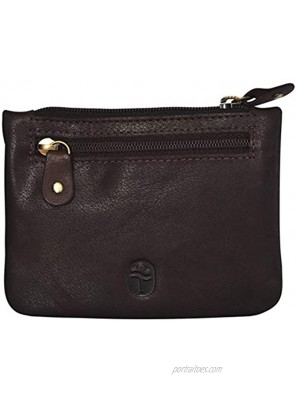 Tinnakeenly Leathers Women's Three Zip Purse Brown TK139 3.5 x 4.5 inches