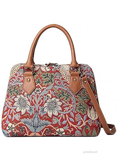 William Morris Strawberry Thief Tapestry Top Handle Handbag Shoulder Bag by Signare