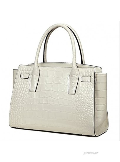 Women Genuine Leather Handbags Embossed-Crocodile Cowhide Top-handle Bags Shoulder Bags