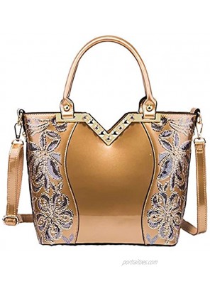 Women Shiny Patent Leather Top Handle Fashion Handbag Crossbody Shoulder Bag Purse