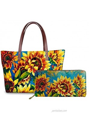 Yiekeluo Womens Fashion Handbag Shoulder Purse with PU Leather Long Wallet Set of 2 Packs