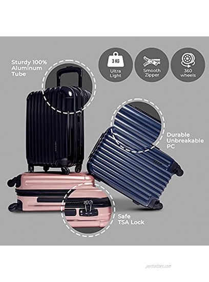 Aer de Aer Premium Carry On Luggage Spinner Super Light Weight Maximum Capacity The Carry On Re-Imagined Jet Black