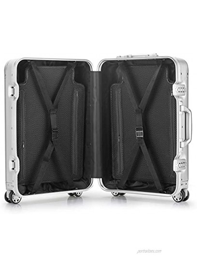 Aluminum Alloy Luggage Hard Shell Carry-ons Zipperless Hard Suitcase with Spinner Wheels TAS Locks 20 inch Silver