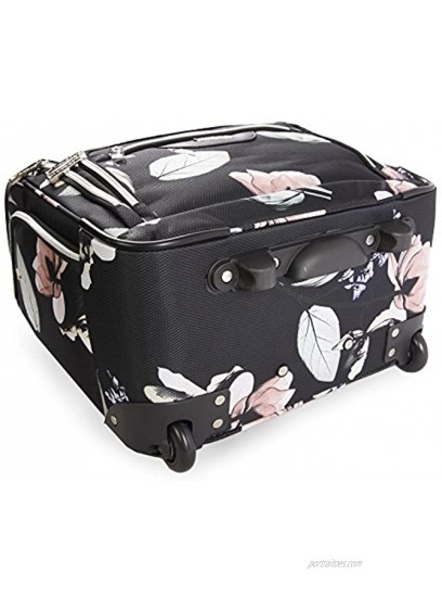 BEBE Women's Valentina-Wheeled Under The Seat Carry-on Bag Black Floral One Size