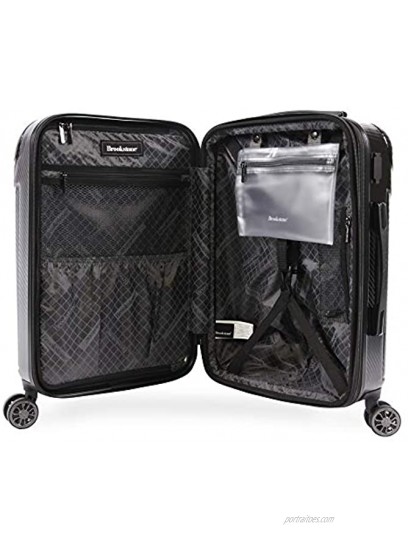 Brookstone Luggage Herbert Spinner Suitcase Black Carry-on 21-Inch